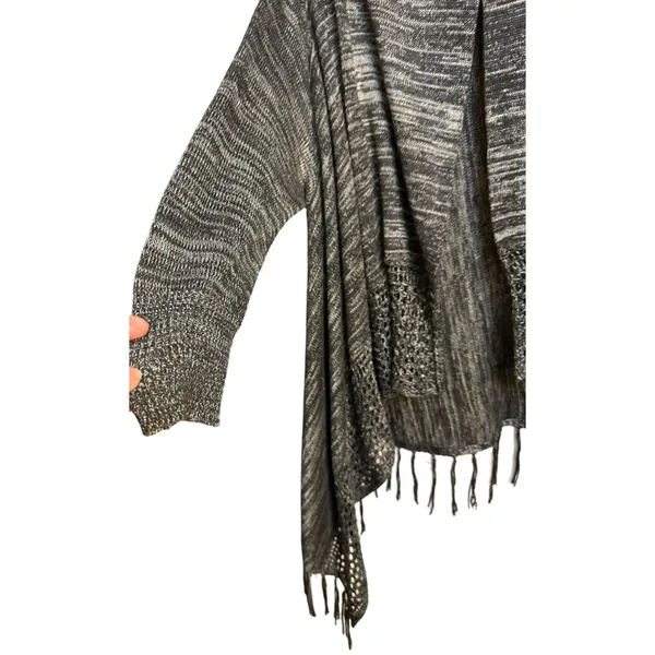 One World Size XL Live and Let Live Women's Cardigan Sweater Gray/Black - Image 5