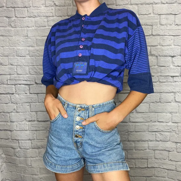 Vintage Bugle Boy Direction Striped Tee Shirt - Image 2