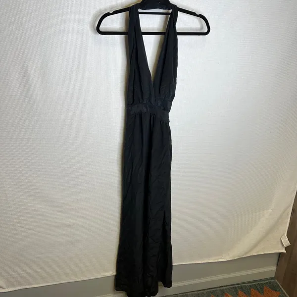 Reformation Large Black Maxi Dress Halter Neck Sleeveless Formal‎ Party Cocktail - Image 3