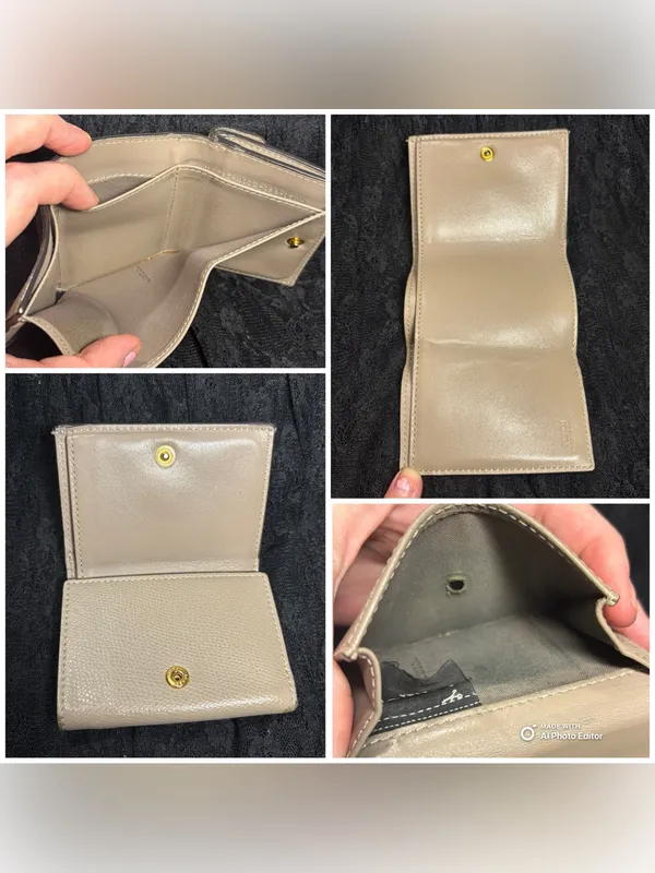 Fendi Tortora Gray Leather F Is Fendi Micro Trifold Wallet Chain Card Case Italy - Image 7