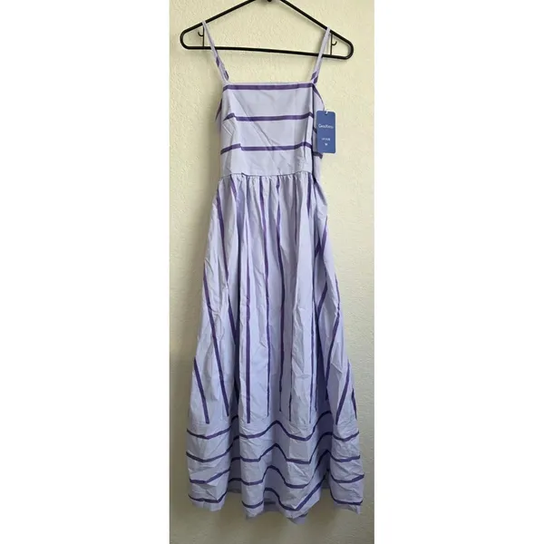 ChouYatou Purple Stripe Maxi Sundress NEW Women Size Medium As Seen On tiktok - Image 8