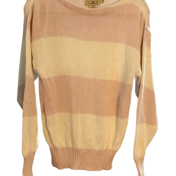 J. Crew Cream & Pink Crew Neck Sweater Sz S Vintage‎ - Image 3