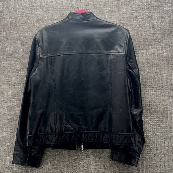 Old Navy Leather Moto Jacket‎ Black Large - Image 2