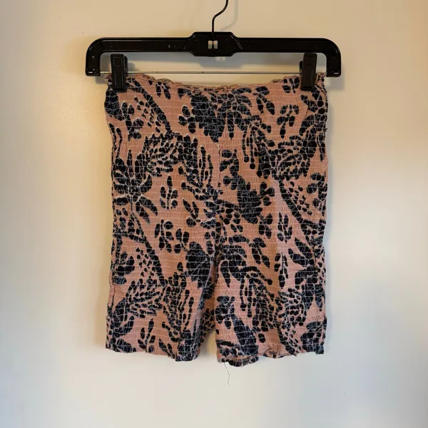 Free People Womens Maia Floral Smocked High Waisted Shorts Size XS Pink Black - Image 11