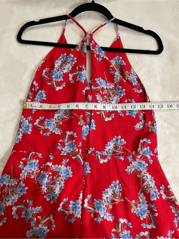 Lush Red Floral Sleeveless Maxi Dress with Open Back Size L NWT - Image 6