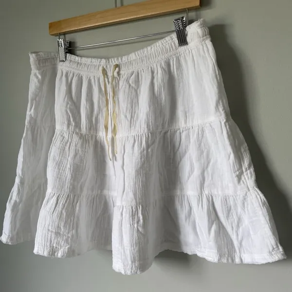 Aerie Gauzy Tiered Mini Skirt Boho Cottagecore 100% Cotton White Women's Size XL - Image 3