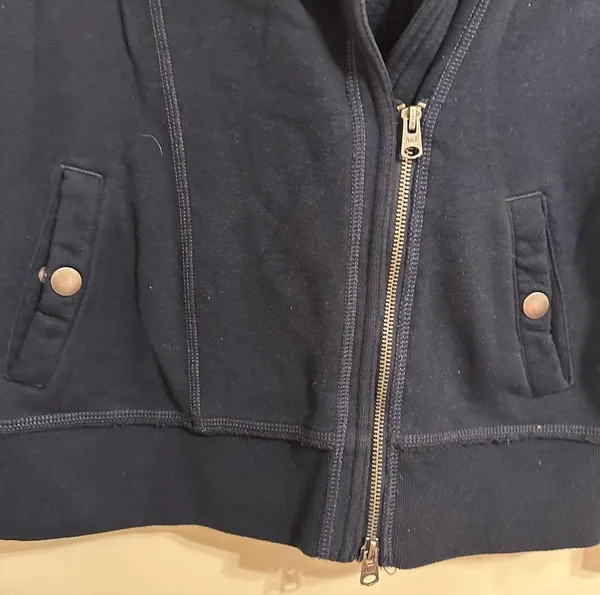 Abercrombie & Fitch Y2K Navy Sweatshirt Moto Jacket Size L - Image 2