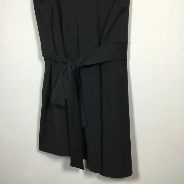 First Love Black Classic‎ Minimalist Asymmetrical Tied Waist Party Mini Dress 1X - Image 3