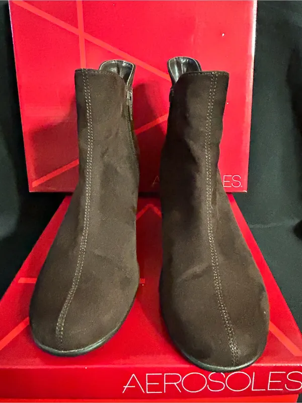 Aerosoles Play Again Brown Fabric Zipper Ankle Booties Women’s 8M - Image 4