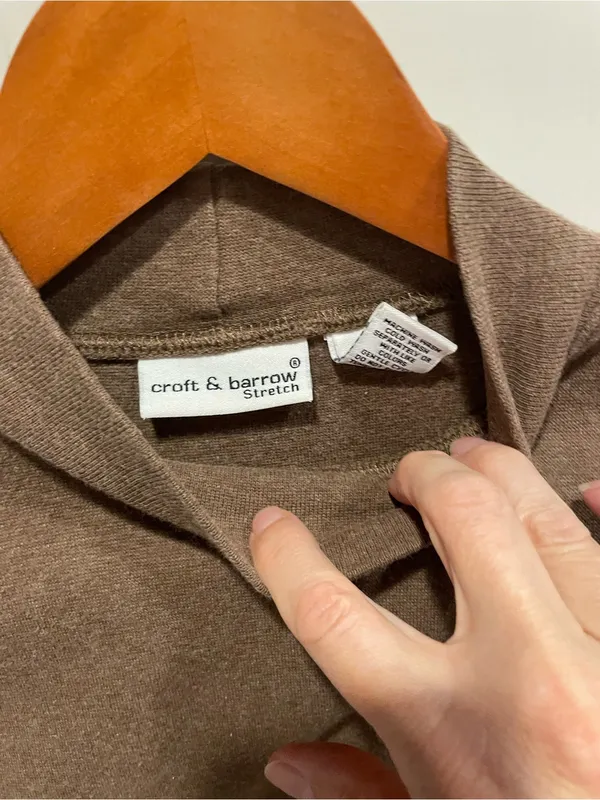 Cute 90s clssic nutmeg brown cotton stretch mock neck top normcore basics - Image 5