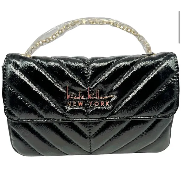 Nicole Miller New York Black Quilted Chain Strap Crossbody Bag Purse NWT - Image 3
