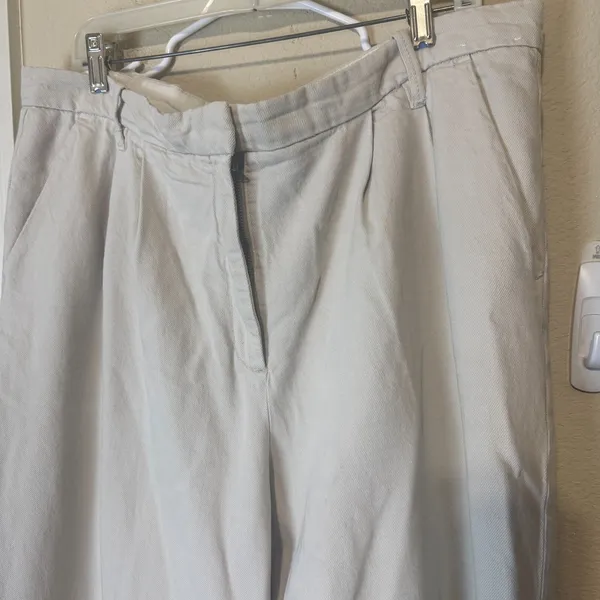 Abercrombie & Fitch Ivory Wide Leg Pants‎ Jeans 16L/33 Long Tall Baggy high rise - Image 2