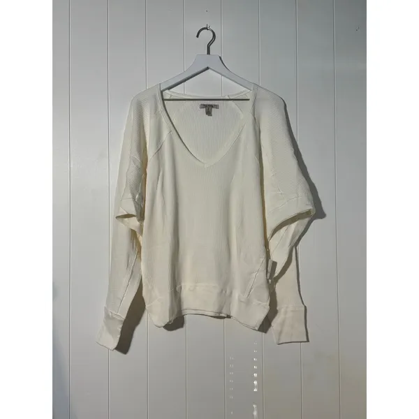 Free People Santa Clara Thermal Henley Womens Medium Alabaster NWT - Image 3