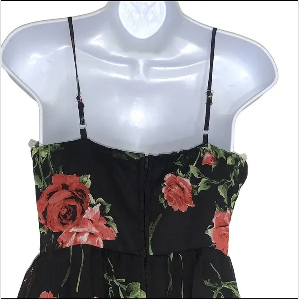 Crystal Doll Dress Juniors 1 Black Floral Chiffon Maxi Sundress Layered Summer - Image 5