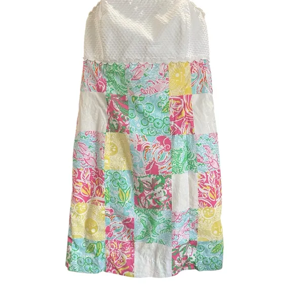 Lilly Pulitzer Franco Patchwork Dress Size‎ 4 Cotton Colorful Bright Print - Image 3