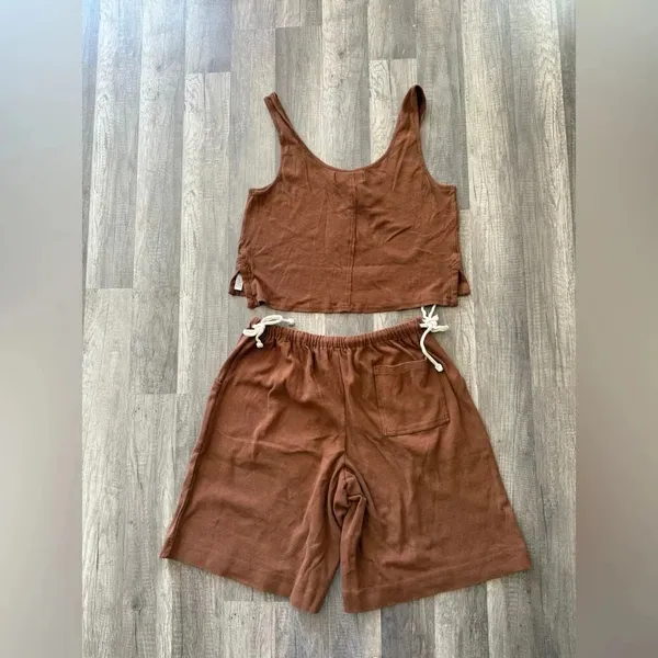 NWOT FREE PEOPLE FP BEACH Matching Bermuda And Cropped Top Matching Set Small - Image 4