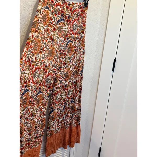 FARM Rio Amie Floral Wide-Leg Knit Pants Multicolor Anthropologie XS - Image 6