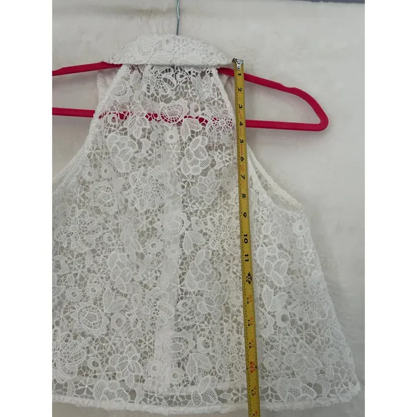 ZARA White Floral Lace Sleeveless Button Down Cropped Top Shirt XS‎ - Image 6