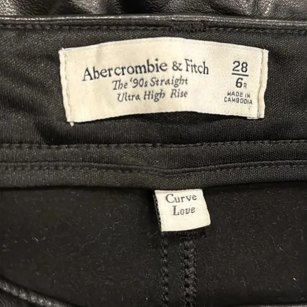 Abercrombie & Fitch The 90’s Straight Ultra High Rise Faux Leather Pants 28 6R - Image 4