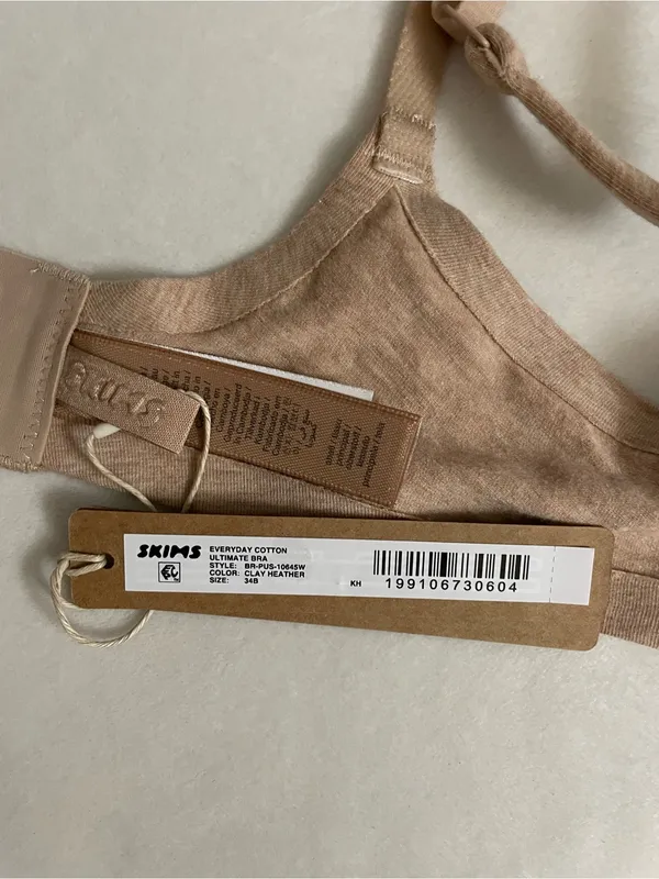 SKIMS Everyday Cotton Ultimate Bra Clay Heather Size 34B - Image 5