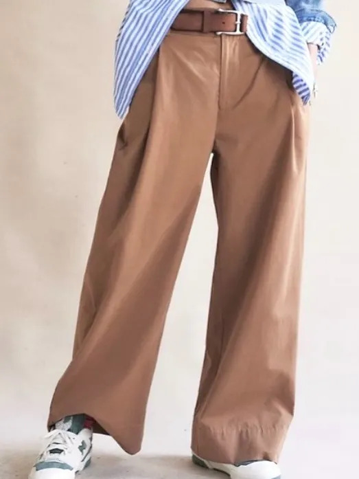 NWT Free People Wide Leg Buckle Back Pants Tobacco Brown Size 12 Retail $148.00 - Image 2