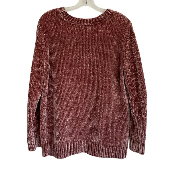 Orvis Womens Mauve Pink Chenille Ribbed Crew‎ Neck Pullover Sweater L - Image 3