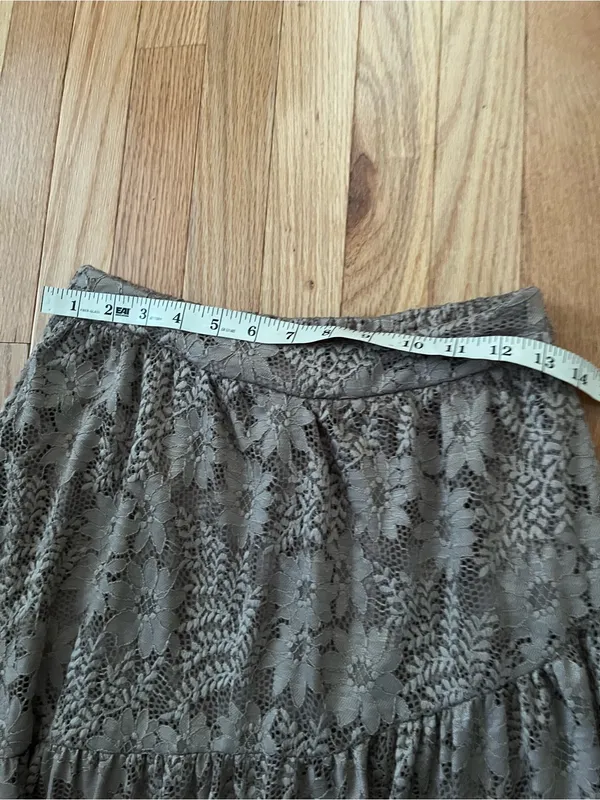 Altar'd State Brown Taupe Lace Tiered Maxi Skirt Small Cottagecore Romantic - Image 4