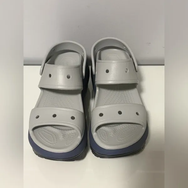 CROCS Gray and Navy Platform Sandals - Image 2