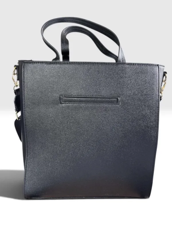 London Fog Black Studded Tote Bag Crossbody Work Laptop Satchel Purse - Image 3