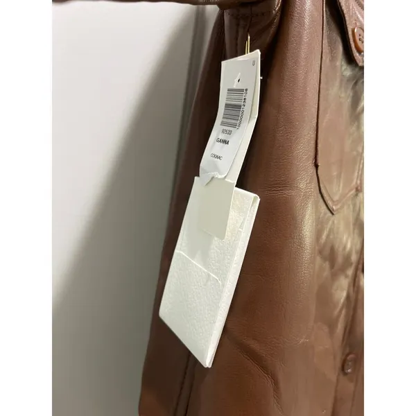 NWT Wilfred Aritzia Cognac The Ganna™ Shirt Jacket Vegan Leather Sz XS - Image 5