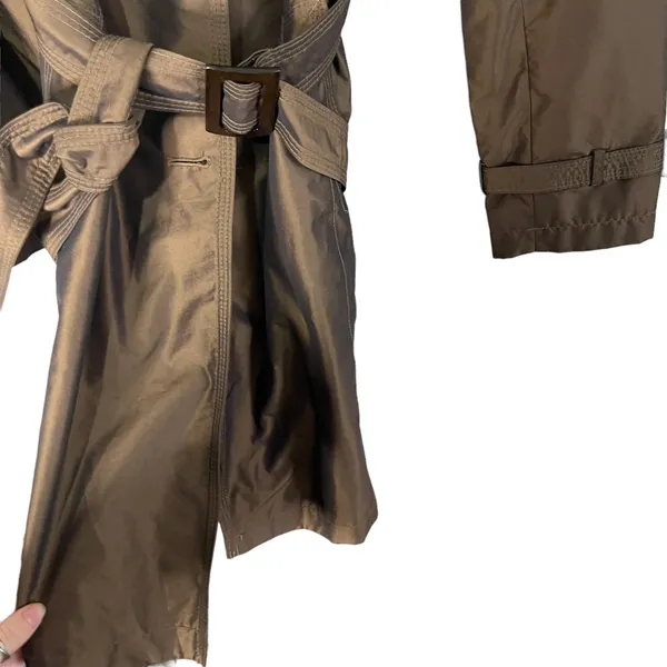 Talbots Size Small Vintage Trench‎ Bronze Brown Coat Belted - Image 3