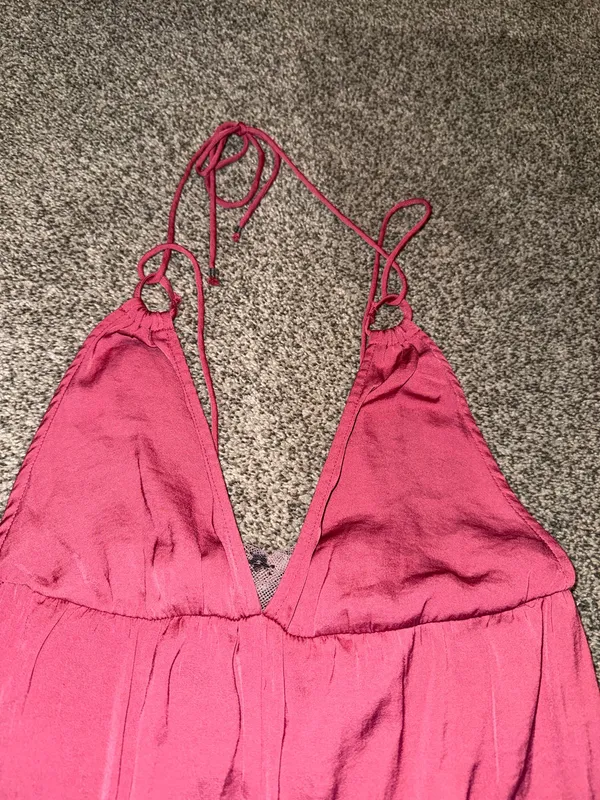 Free People Intimately Fuchsia Palm Beach Halter Jumpsuit with Lace Insets - Image 4