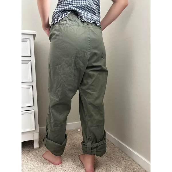 Woolrich Womens Light Olive Green Cotton Cargo Roll Tab Pants Size‎ 10 1106 - Image 2