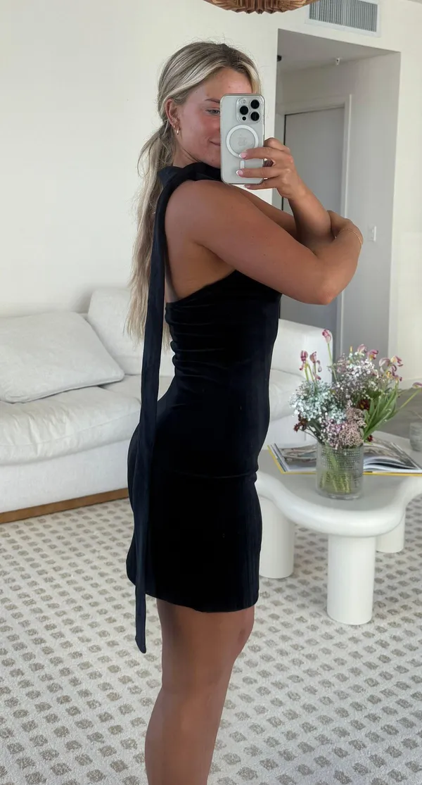 Motel Rocks One Shoulder Neck Tie Mini Dress - Image 2