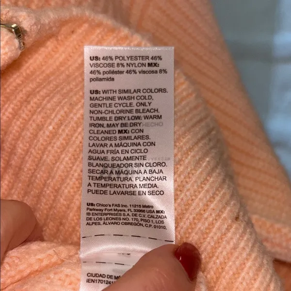 White House | Black Market Peach Ribbed Zip Hoodie Sweater Cardigan XS - Image 5
