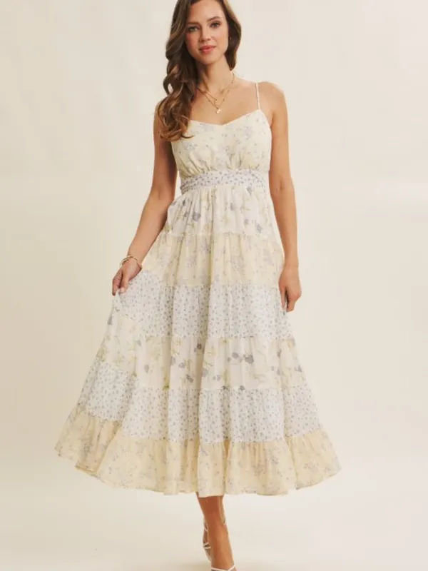 Meadow-inspired Mixed Floral Bow-back Midi Dress - Image 2