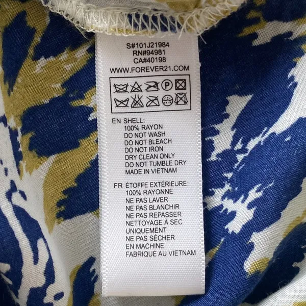 Forever 21 Tropical Strapless Yellow Blue Green Mini Dress Sundress Womens L - Image 11