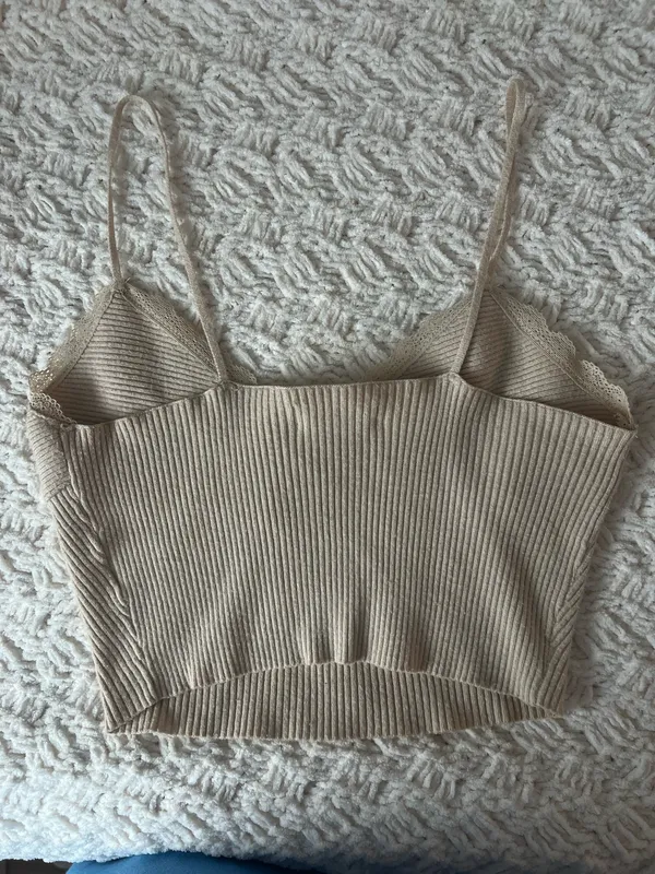 Beige ribbed top Tan - Image 2