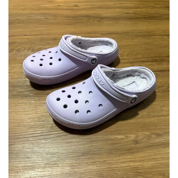 Crocs Classic Lined Clog Lavender Purple Fleece Fuzzy Slippers Mens 8 Womens 10 - Image 2