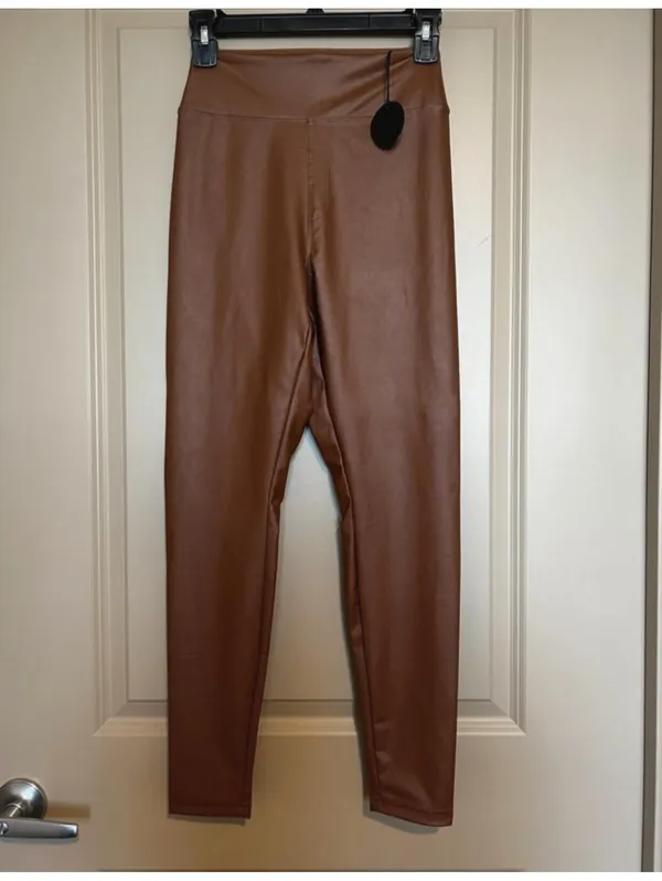 OFFLINE‎ By Aerie Faux Leather Brown Leggings NWT Medium - Image 2