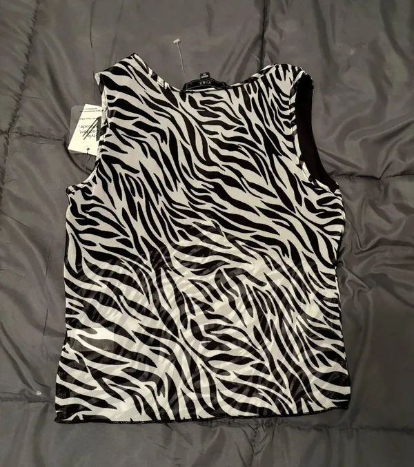 Urban Outfitters Zebra Mesh Lace Top - Image 3
