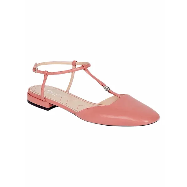 Gucci Double GG T Strap Patent Leather Ballet Flat Pink Size 39.5 - Image 3