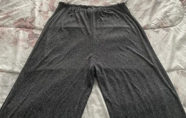Grey Super Soft Wide Leg Pull On Lounge Drawstring Pants, size L - Image 7