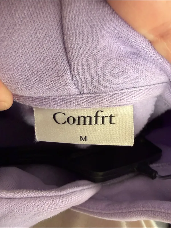 Comfrt Cozy Pastel Lavender Hoodie Heavy Cotton Oversize Sweatshirt Medium - Image 7
