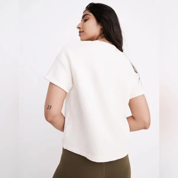 Madewell Airyterry V-Neck‎ Sweatshirt Tee Womens Size Large Cream - Image 6