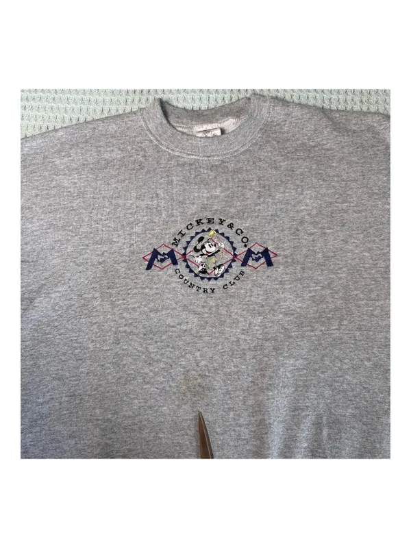 Vintage Disney Mickey & Co Sweatshirt Womens Large Gray Embroidered 90s Y2K Golf - Image 4
