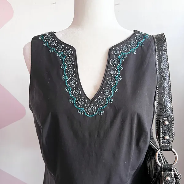 Vintage Ann Taylor Embroidered Tank Top‎ Y2K Cottagecore Retro Sz 8 - Image 2