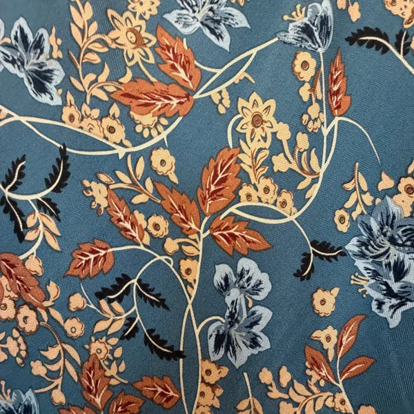 Monterey Bay Floral Maxi Skirt‎ Blue Tan Rayon A-line Elastic Waist Women's XL - Image 2