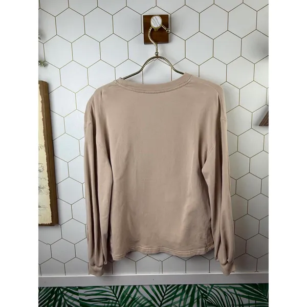 alice + olivia Classic Tan Cotton Blend Side Hem Split Sweatshirt - Size - Small - Image 2