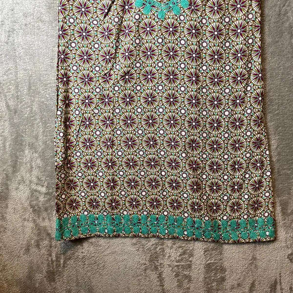 Tyler Boe Geometrical Patterned Embroidered Tunic Sz 4 100% Cotton Coastal Beach - Image 2